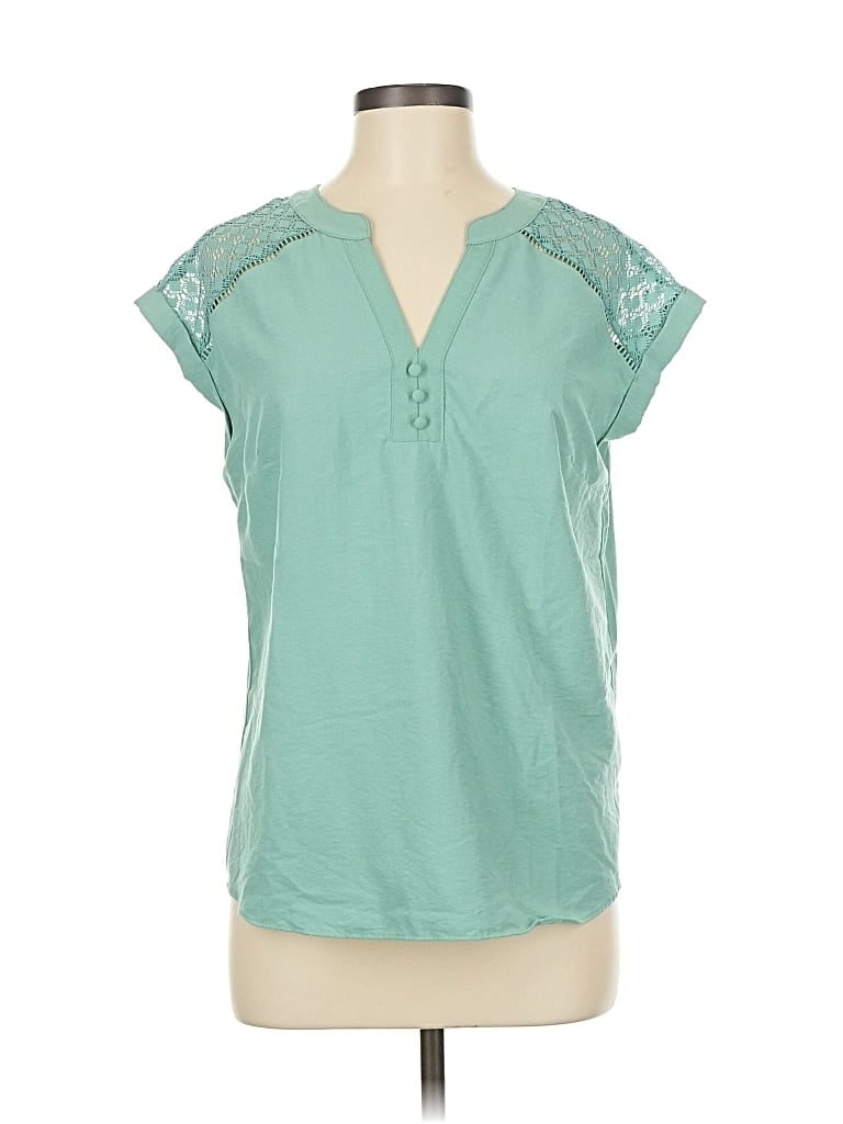 Pre-owned Fortune + Ivy Short Sleeve Blouse In Blue