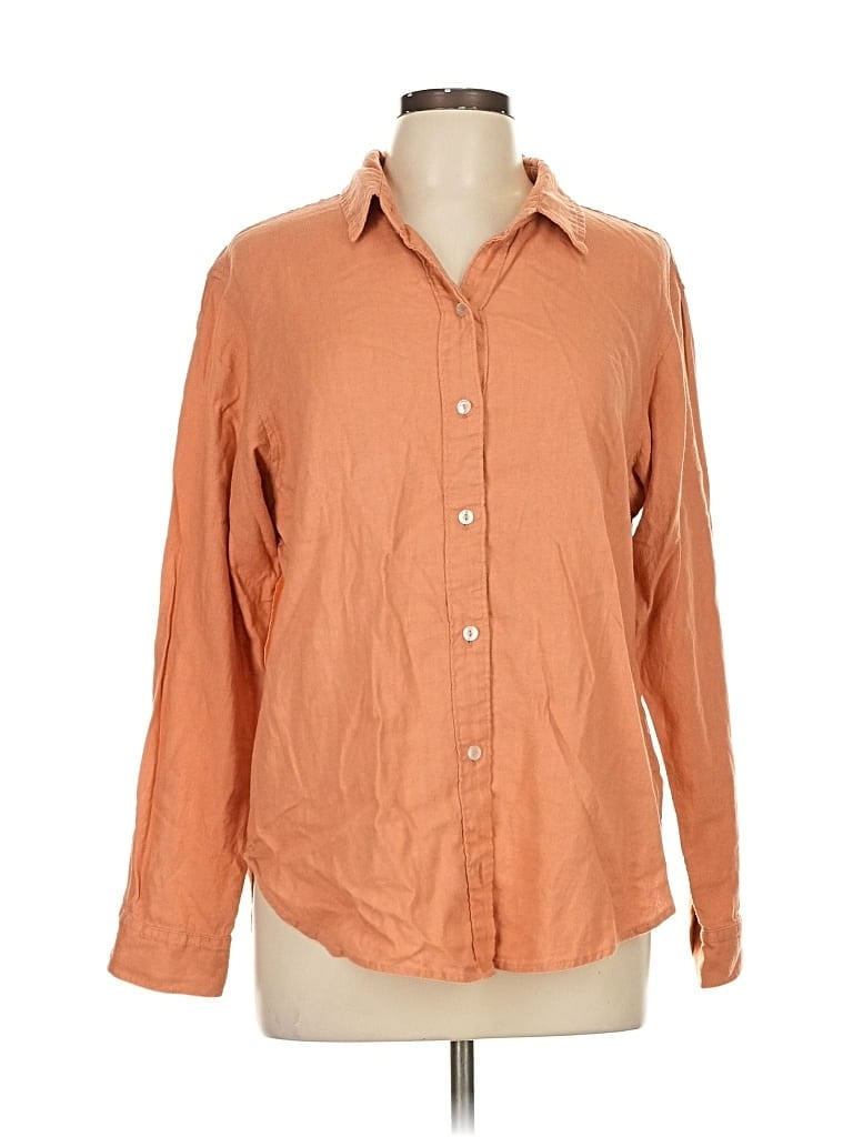 ABERCROMBIE & FITCH Pre-owned Long Sleeve Button Down Shirt In Orange
