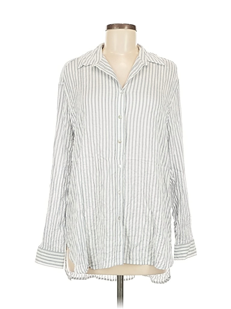 Pre-owned Jane And Delancey Long Sleeve Button Down Shirt In Silver