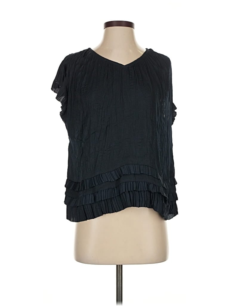 CURRENT AIR Pre-owned Short Sleeve Top Black Ruffles Neckline Tops