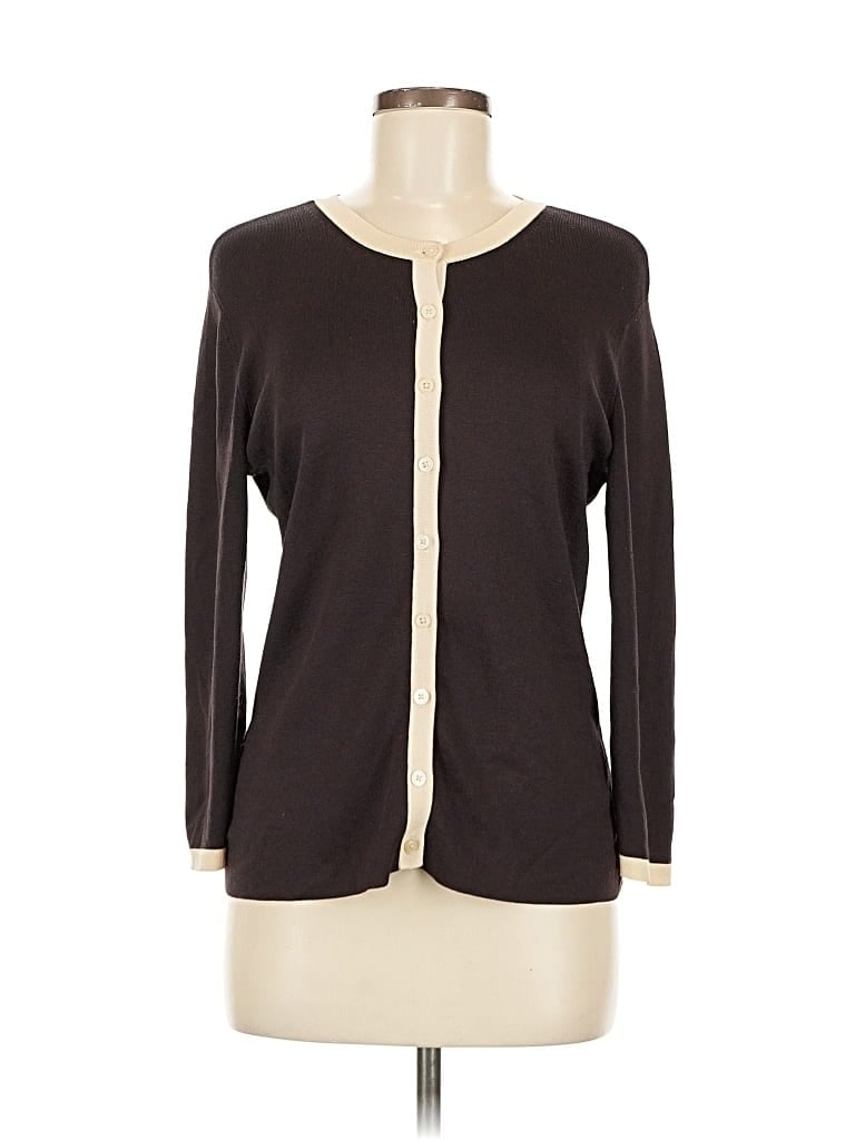 Pre-owned Inc International Concepts Silk Cardigan Sweater In Brown