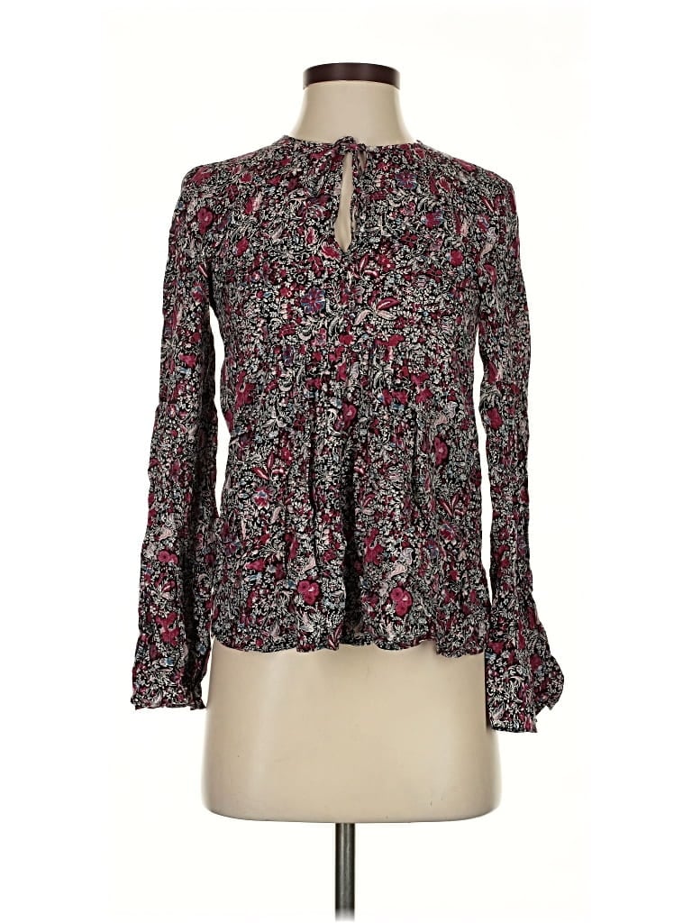 Pre-owned Bcbgeneration Long Sleeve Blouse In Burgundy