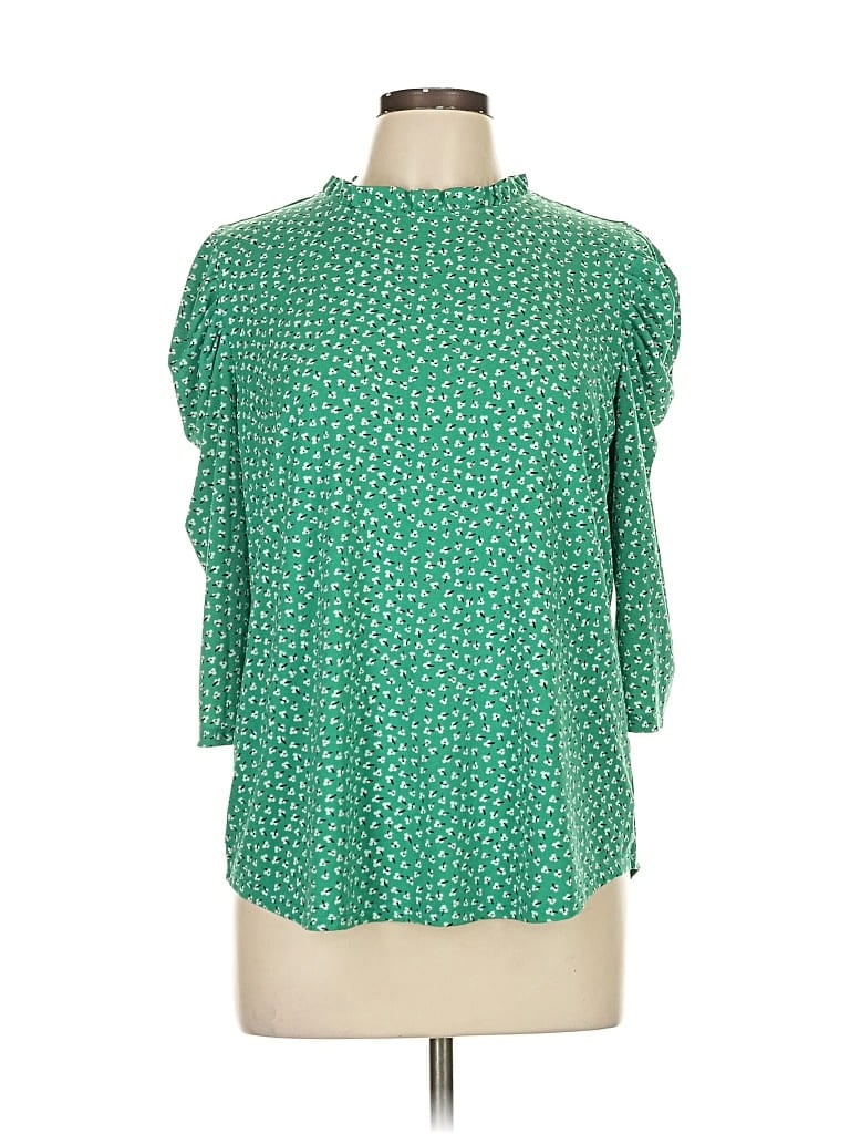 Pre-owned Adrianna Papell 3/4 Sleeve Blouse In Green