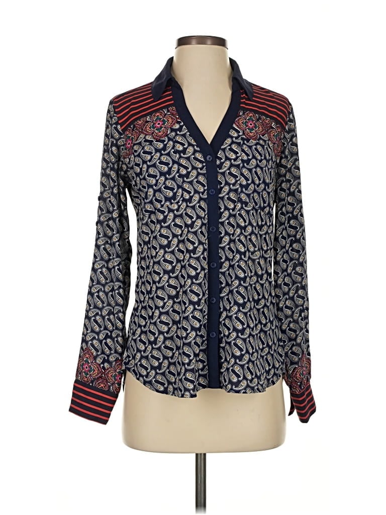 Pre-owned Express Long Sleeve Blouse In Blue