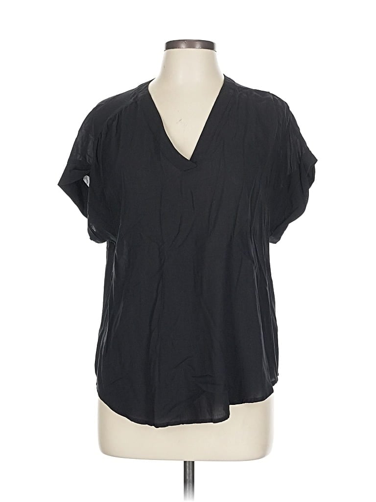 Pre-owned Gap Short Sleeve Blouse In Black