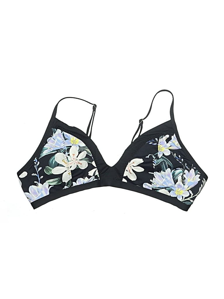 Pre-owned Athleta Swimsuit Top Black Floral Pattern Swimwear