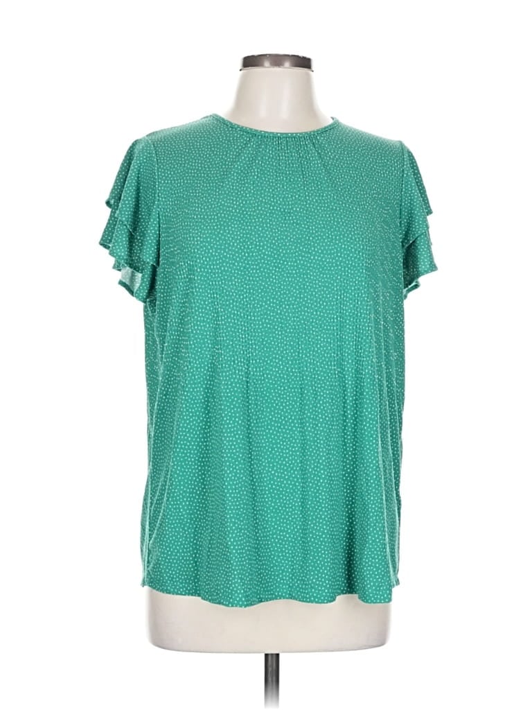 Pre-owned Adrianna Papell Short Sleeve Blouse In Green