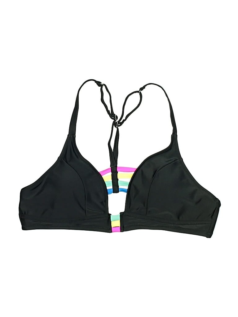 Pre-owned Popvil Swimsuit Top Black Graphic Pattern Swimwear