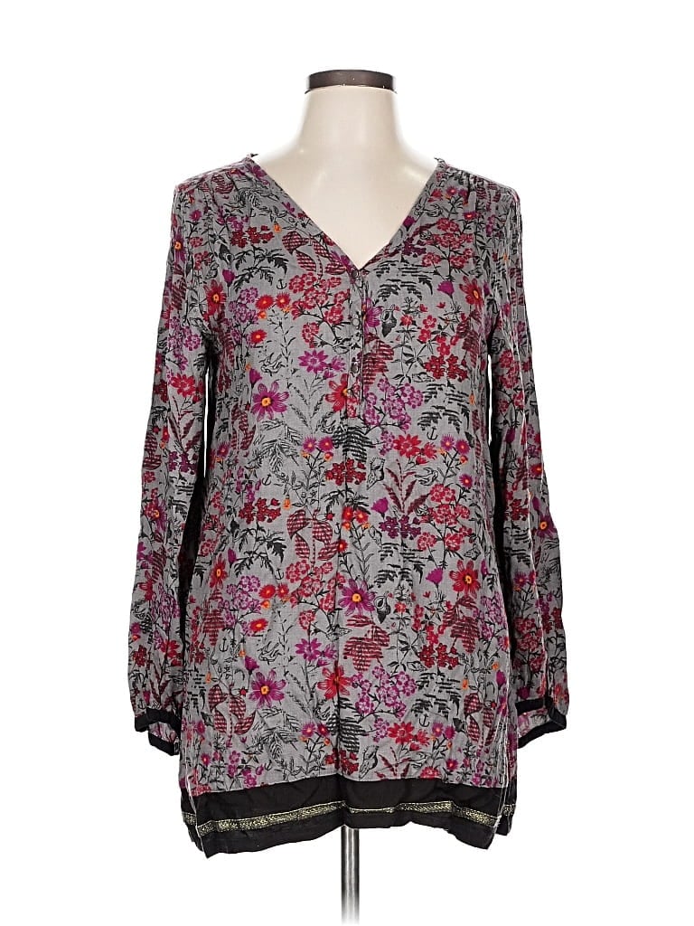 Pre-owned Assorted Brands Long Sleeve Henley Shirt In Gray