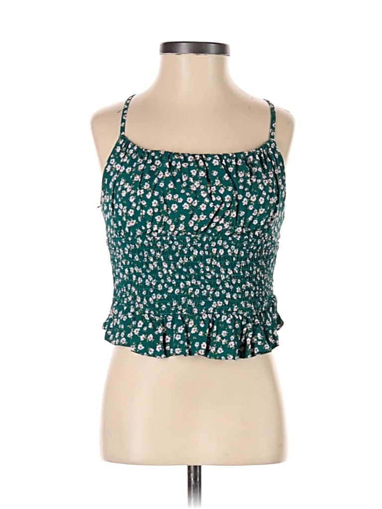 Pre-owned Better / Together Sleeveless Top Green Halter Neckline Tops