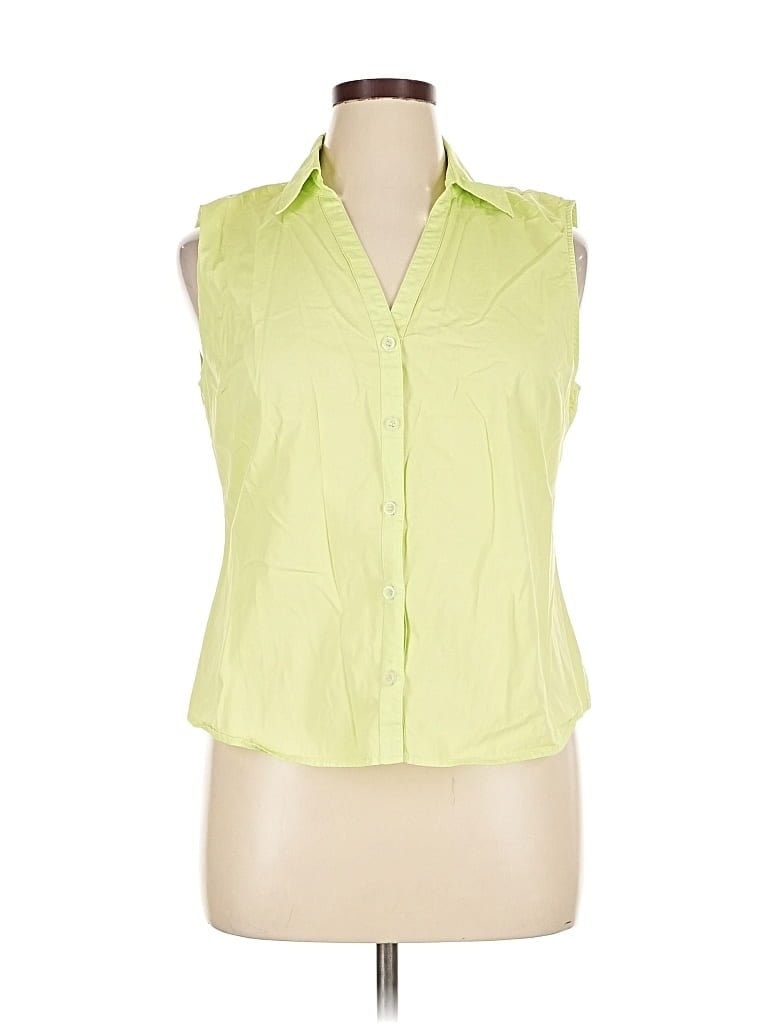 HARVE BENARD Pre-owned Sleeveless Button Down Shirt In Green