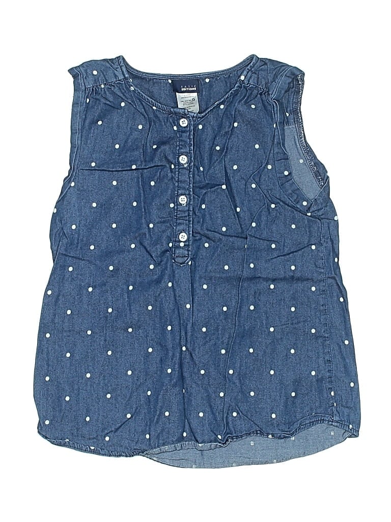 Pre-owned Basic Editions Kids' Sleeveless Button Down Shirt In Blue