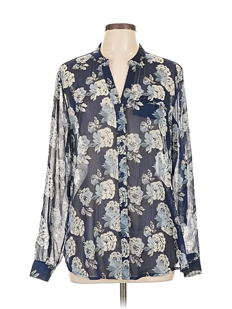 Pre-owned Kut From The Kloth Long Sleeve Blouse In Blue