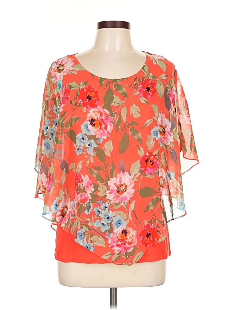 Pre-owned Apt. 9 3/4 Sleeve Blouse In Orange