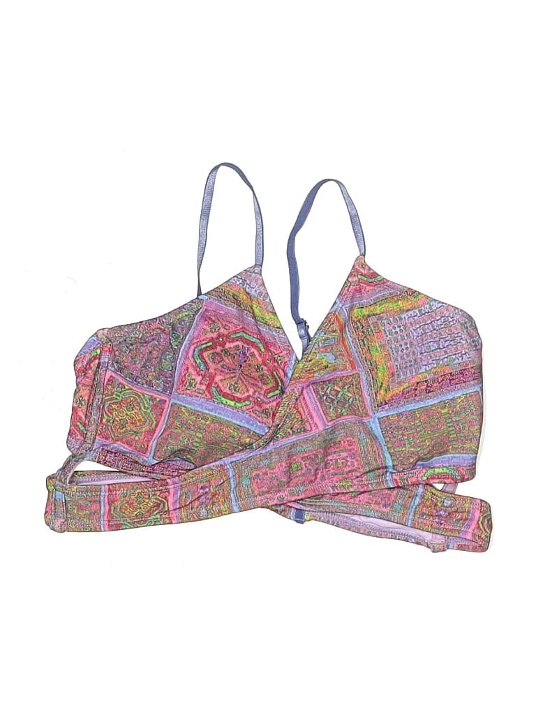 PILYQ Pre-owned Swimsuit Top Purple Paisley Pattern Swimwear