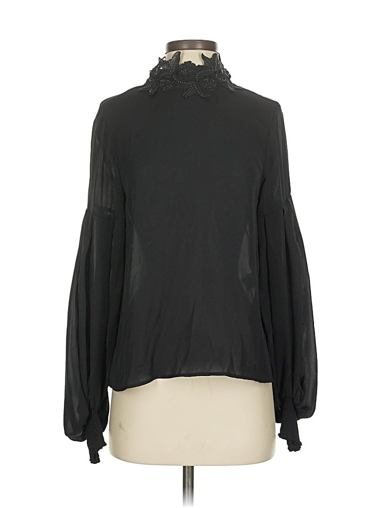 Pre-owned Zara Basic Long Sleeve Blouse In Black