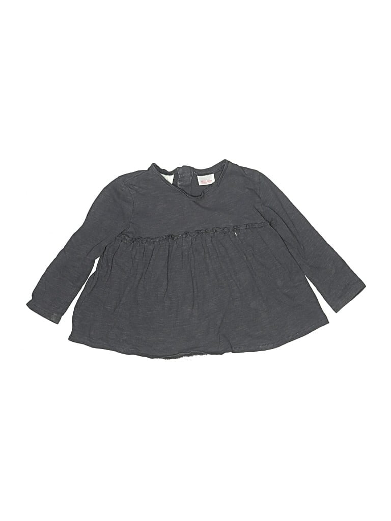 Pre-owned Zara Baby Babies' Long Sleeve Henley Shirt In Gray