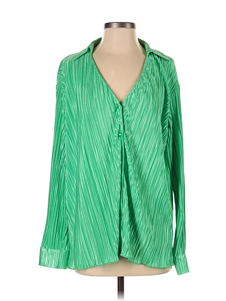 Pre-owned Showpo Long Sleeve Blouse In Green
