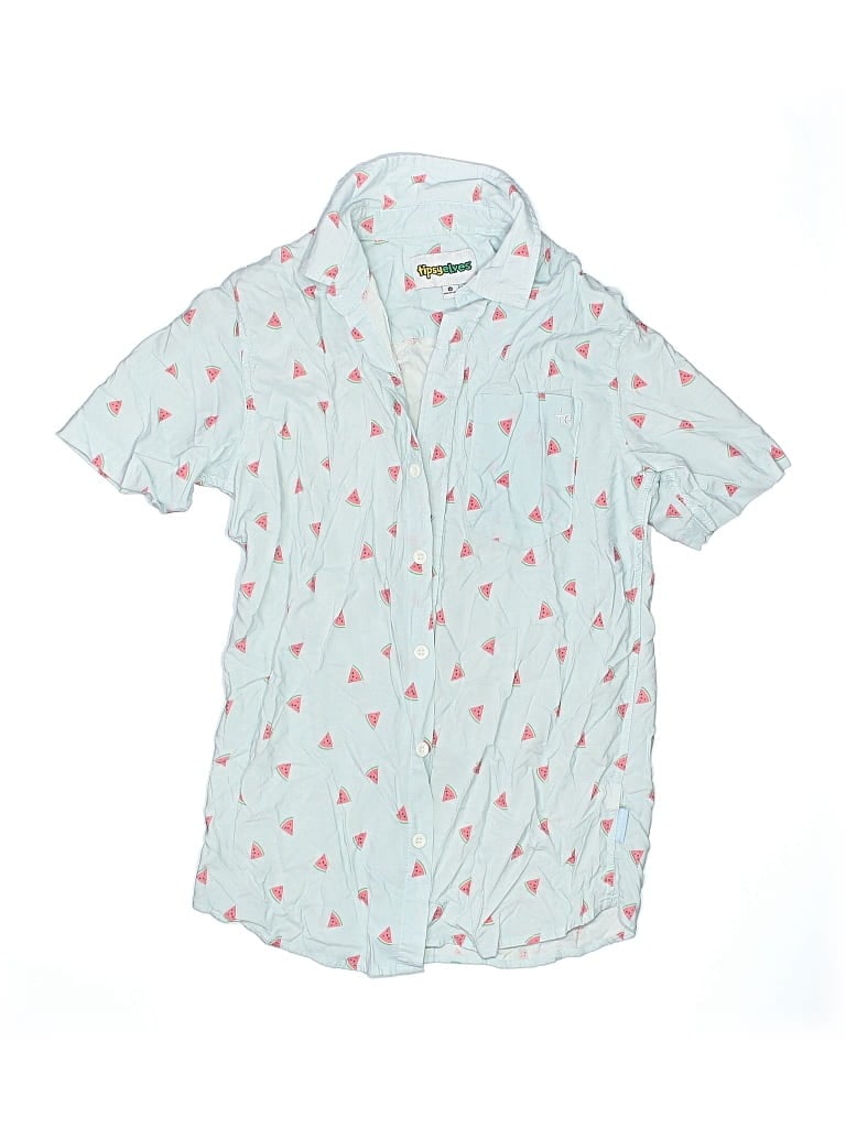 Pre-owned Tipsy Elves Kids' Short Sleeve Button Down Shirt In Blue