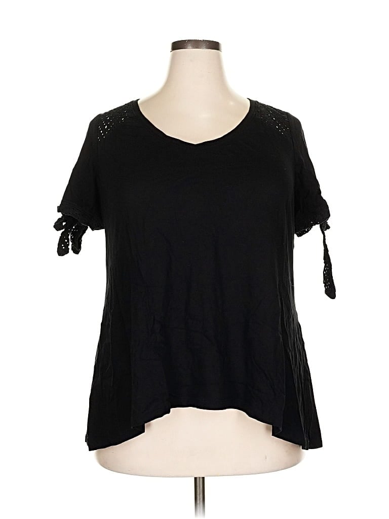 LANE BRYANT Pre-owned Short Sleeve Top Black Cold Shoulder Neckline Tops