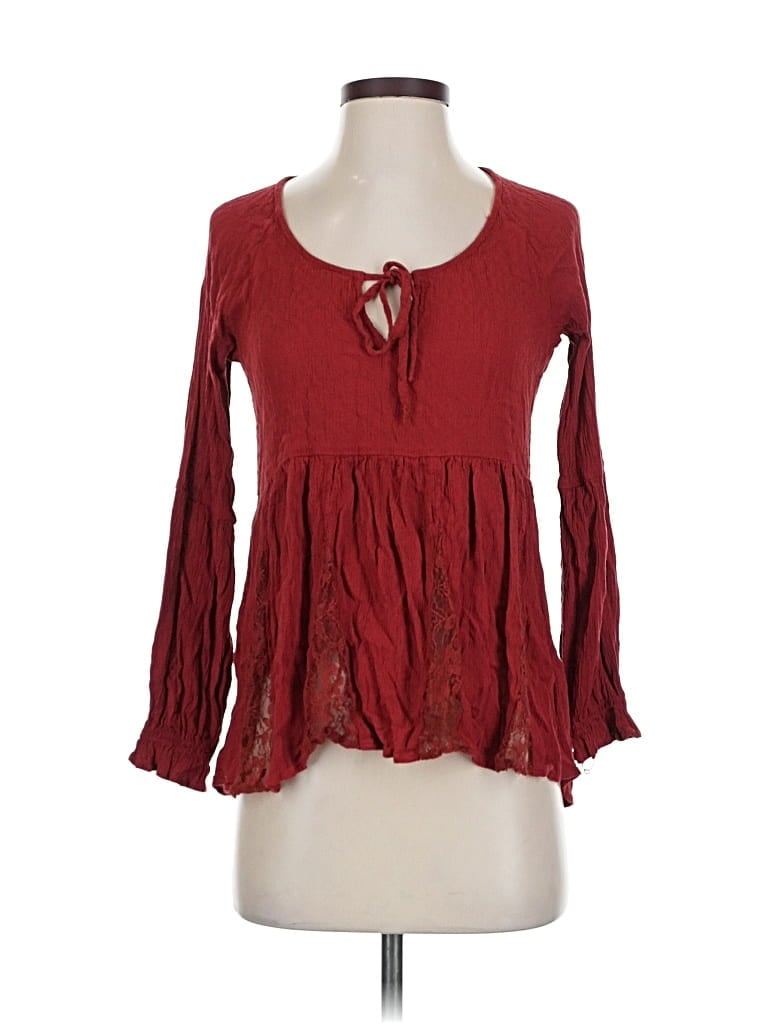 Pre-owned American Eagle Outfitters Long Sleeve Blouse In Burgundy