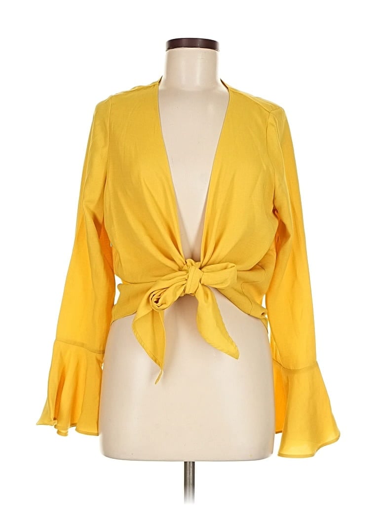 Pre-owned Nasty Gal Inc. Long Sleeve Blouse In Yellow