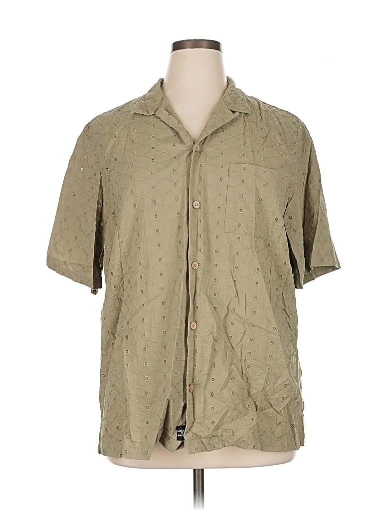 Pre-owned Unbranded Short Sleeve Button Down Shirt In Green