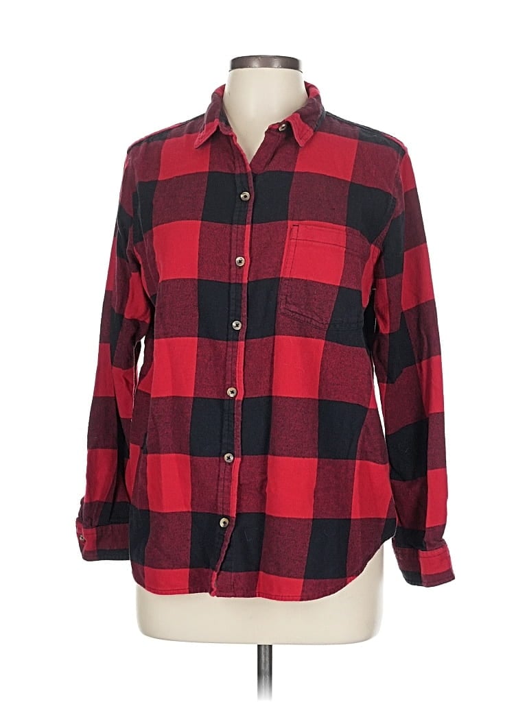 Pre-owned Sonoma Goods For Life Long Sleeve Button Down Shirt In Red