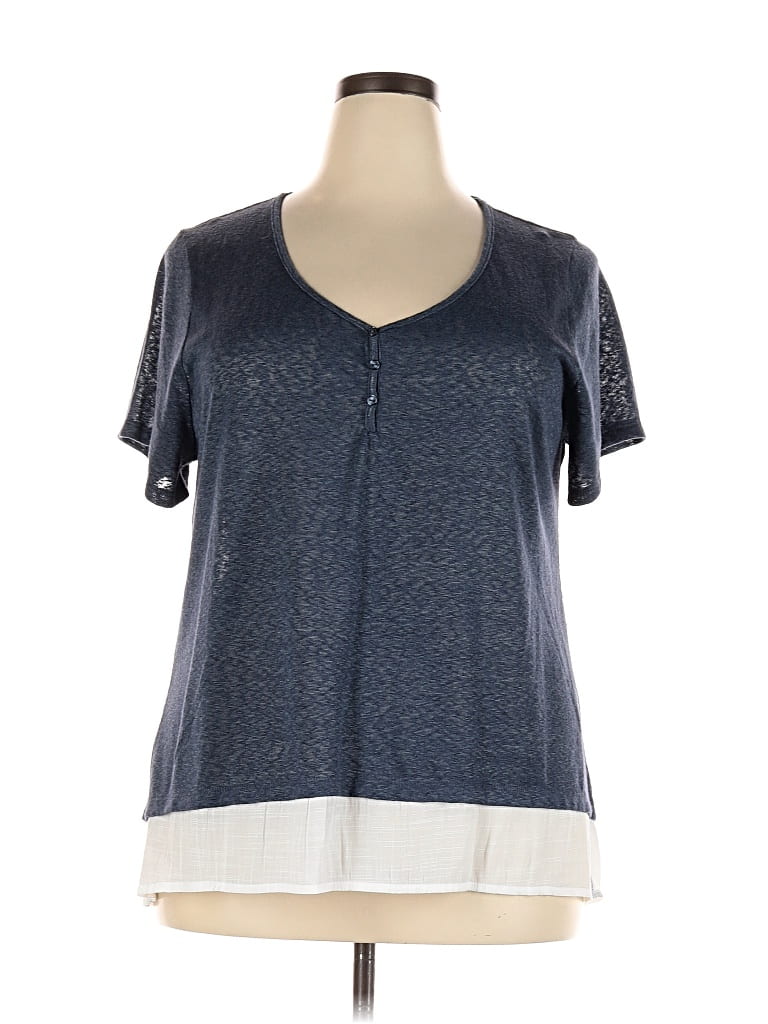 Pre-owned Bobeau Short Sleeve Henley Shirt In Gray