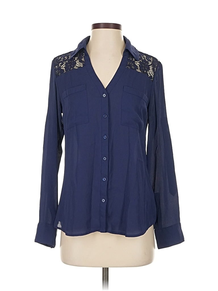 EXPRESS Pre-owned Long Sleeve Blouse In Blue