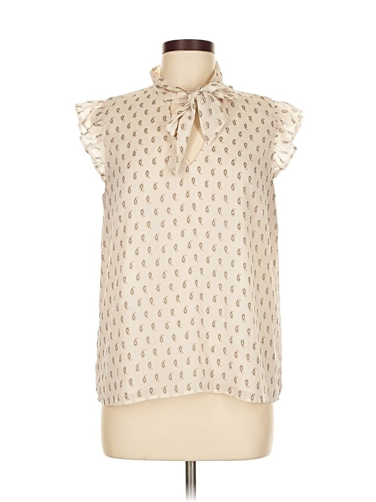 Pre-owned Ann Taylor Factory Sleeveless Blouse In White