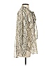 Toccin 100% Polyester Animal Print Silver Long Sleeve Blouse Size XS - photo 4