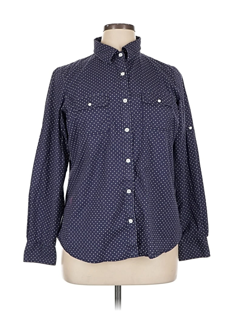Pre-owned L.l.bean Long Sleeve Button Down Shirt In Blue
