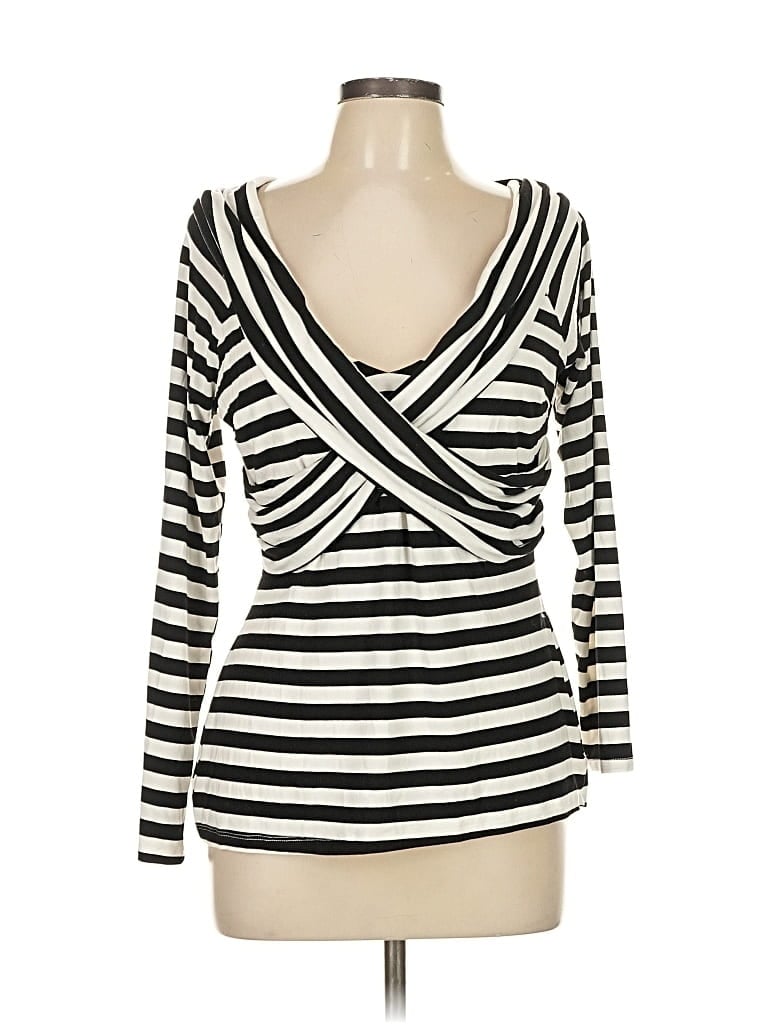 Pre-owned Venus Long Sleeve Top Ivory Plunge Neckline Tops In White