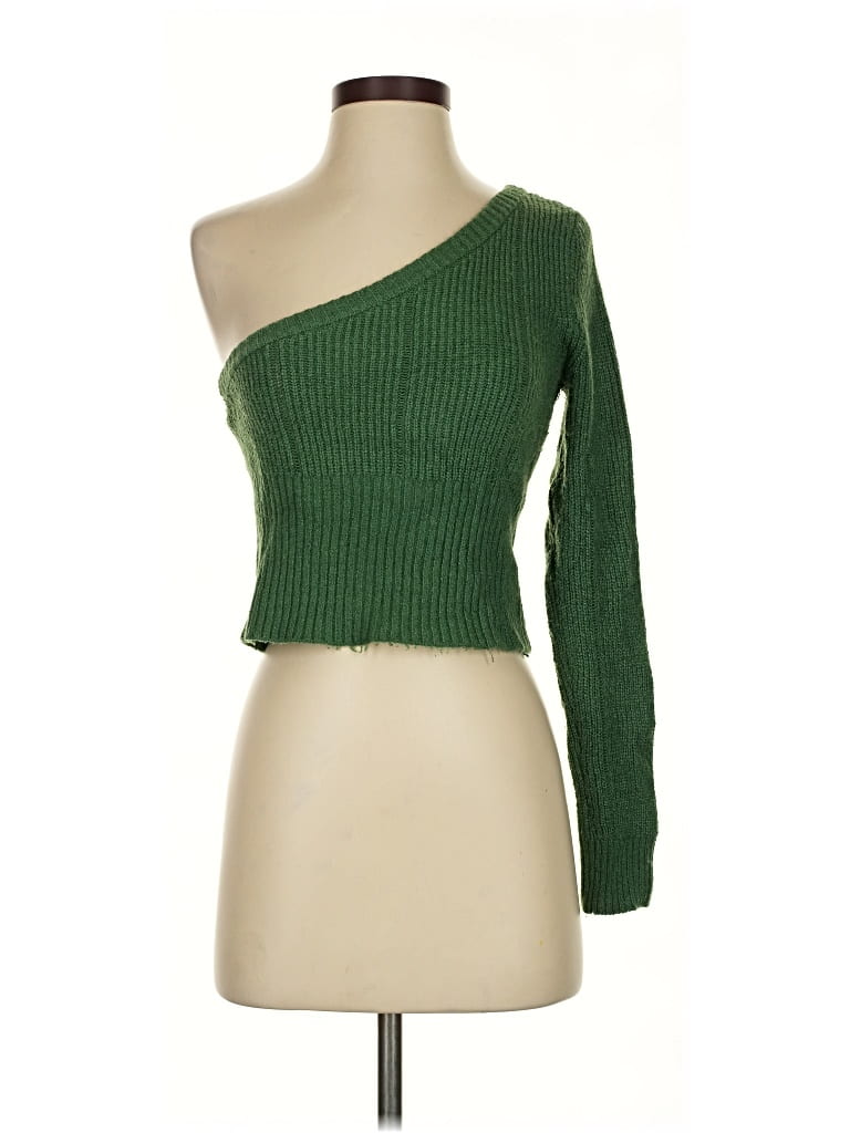 STEVE MADDEN Pre-owned Long Sleeve Top Green One Shoulder Neckline Tops