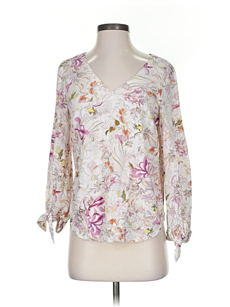 Pre-owned Maeve By Anthropologie 3/4 Sleeve Blouse In White