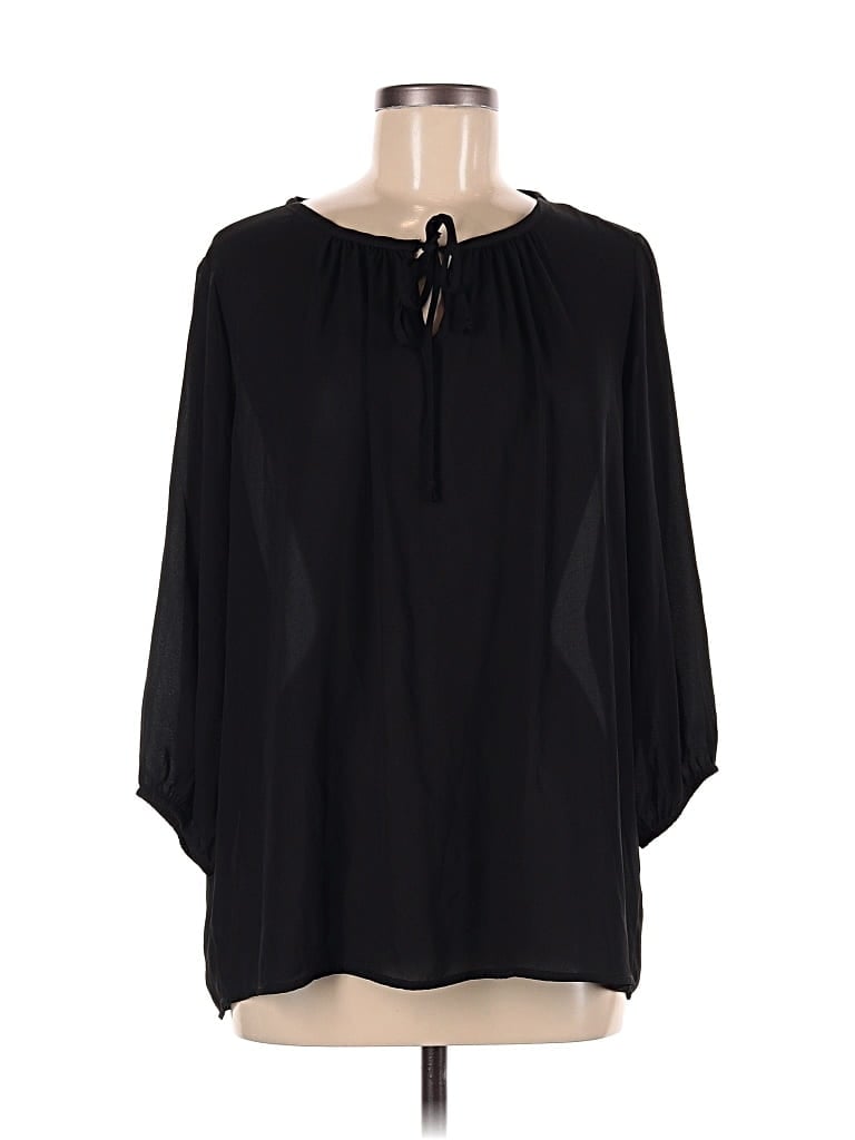 Pre-owned Pleione 3/4 Sleeve Blouse In Black