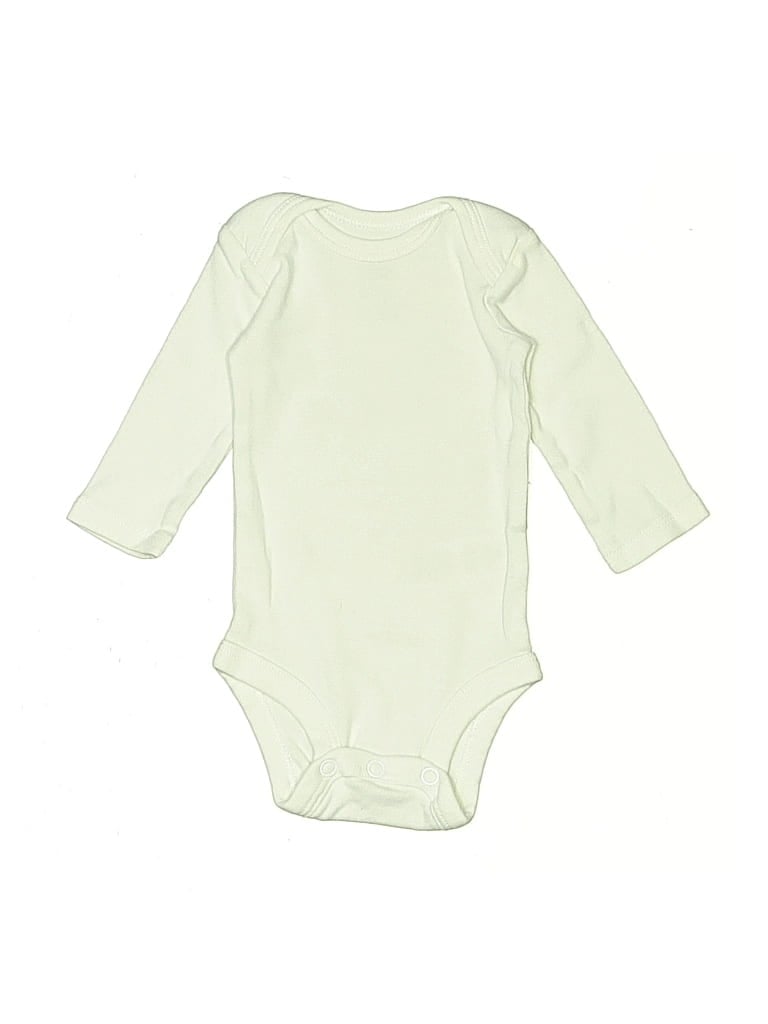 Pre-owned Child Of Mine By Carter's Babies' Long Sleeve Onesie In White