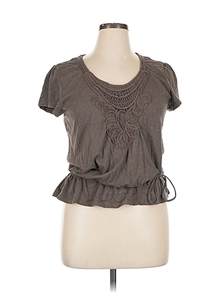 Pre-owned Sonoma Life + Style Short Sleeve Top Gray Sweetheart Neckline Tops