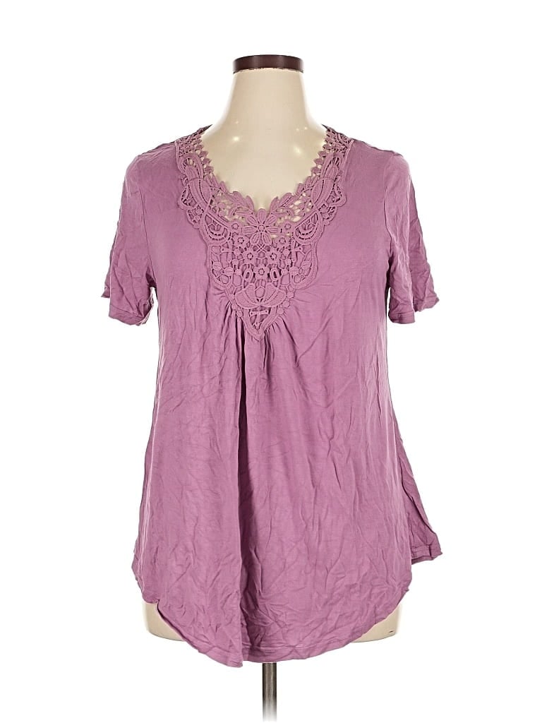 Pre-owned Assorted Brands Short Sleeve Blouse In Purple