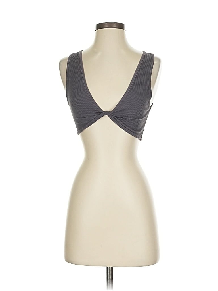 Pre-owned Garage Tank Top Gray Plunge Neckline Tops
