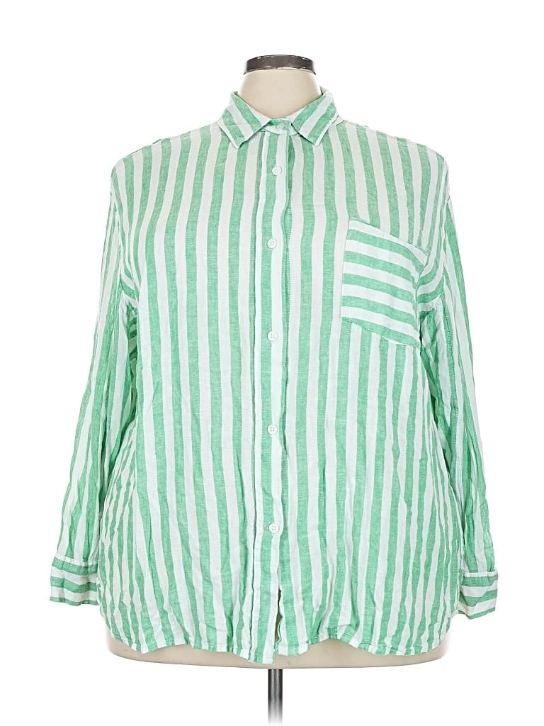 Pre-owned Sonoma Goods For Life Long Sleeve Button Down Shirt In Green