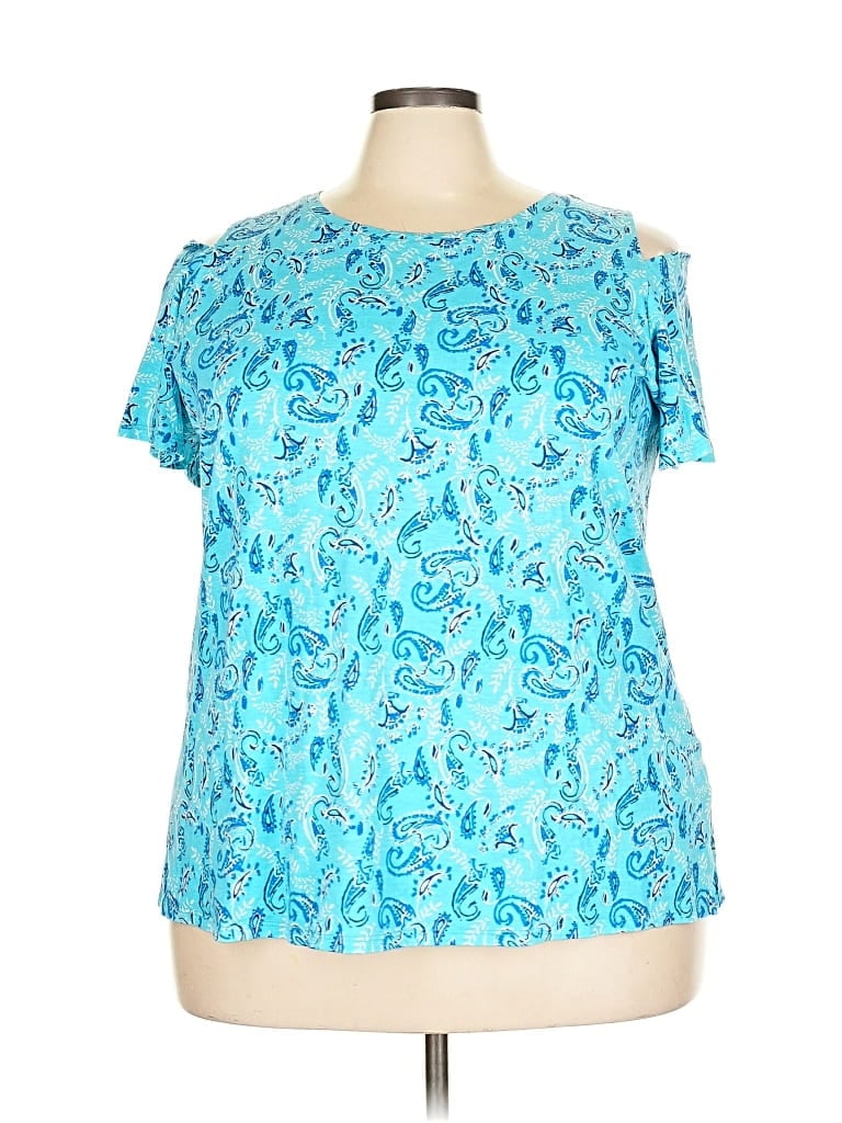 WOMAN WITHIN Pre-owned Short Sleeve T-shirt In Blue