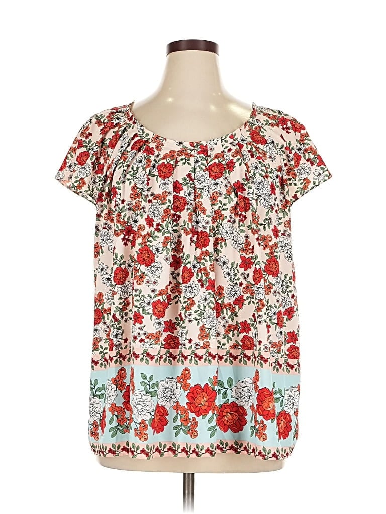 Pre-owned Lc Lauren Conrad Short Sleeve Blouse In Red