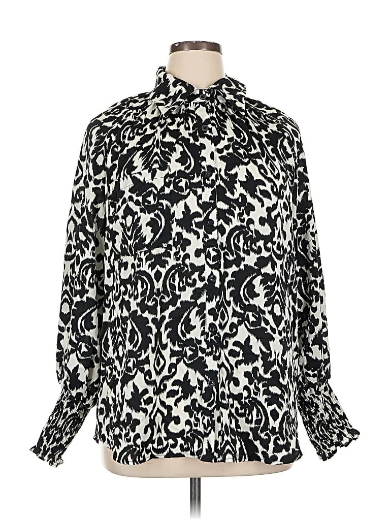 Pre-owned Assorted Brands Long Sleeve Blouse In Black