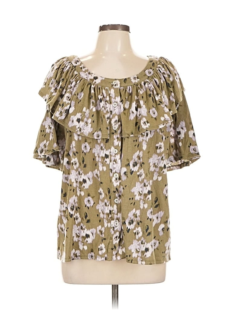 Pre-owned C Established 1946 Short Sleeve Blouse In Green