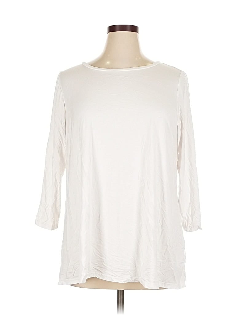 Pre-owned Susan Graver 3/4 Sleeve T-shirt In White