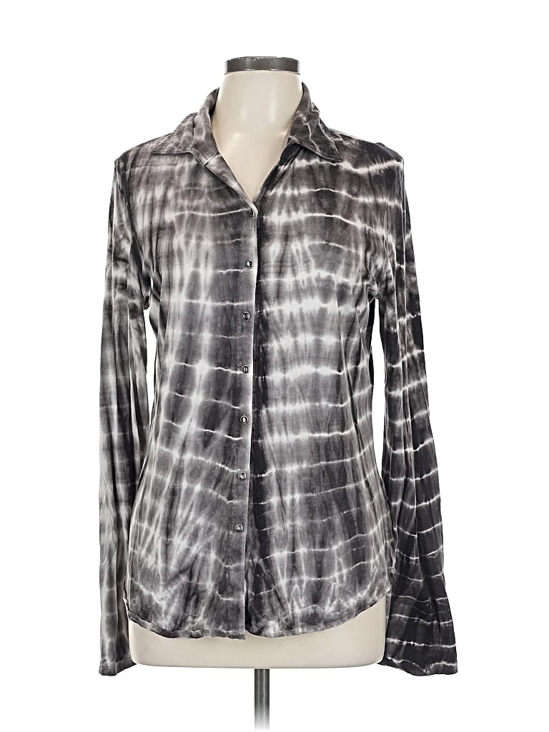 Pre-owned David Cline Long Sleeve Blouse In Gray
