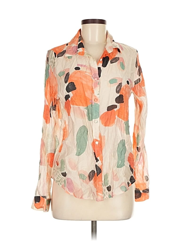 Pre-owned Easy Clothes Long Sleeve Blouse In Orange