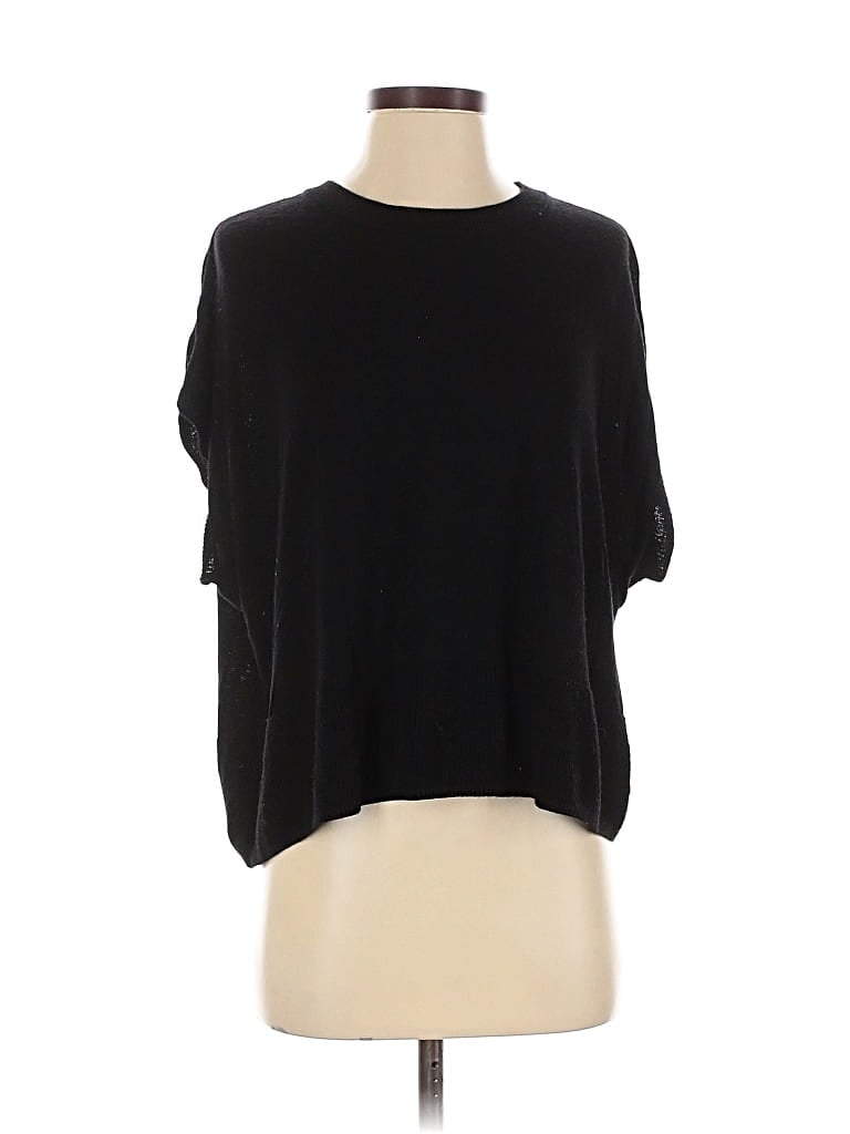 Pre-owned Halogen Short Sleeve Top Black Crew Neck Tops